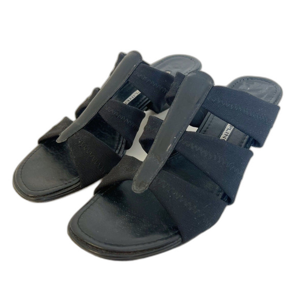 y2k Donald J. Pliner Hizzy Heels Vintage Black Leather Sandals Women's Size 6 - Picture 1 of 8